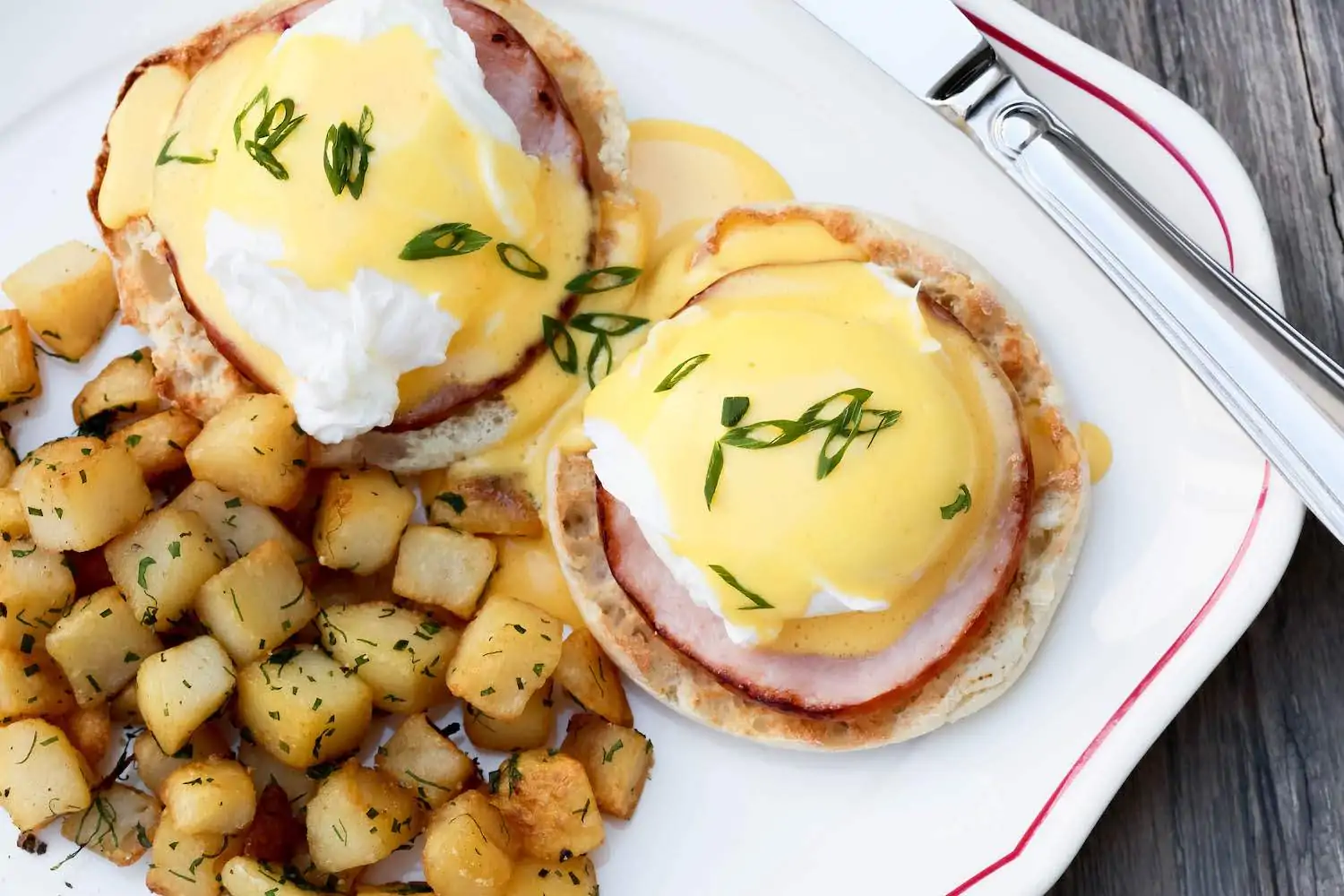 eggs benedict and potatoes