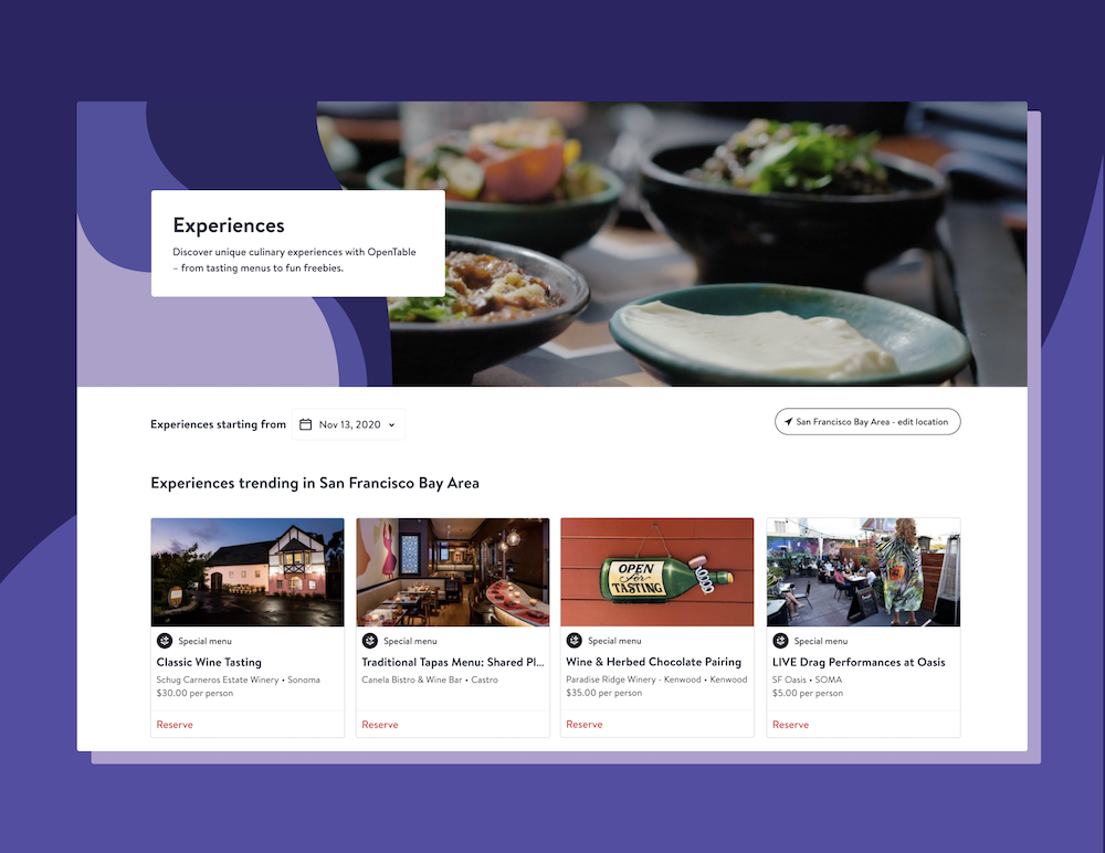 Create an Experience in OpenTable 