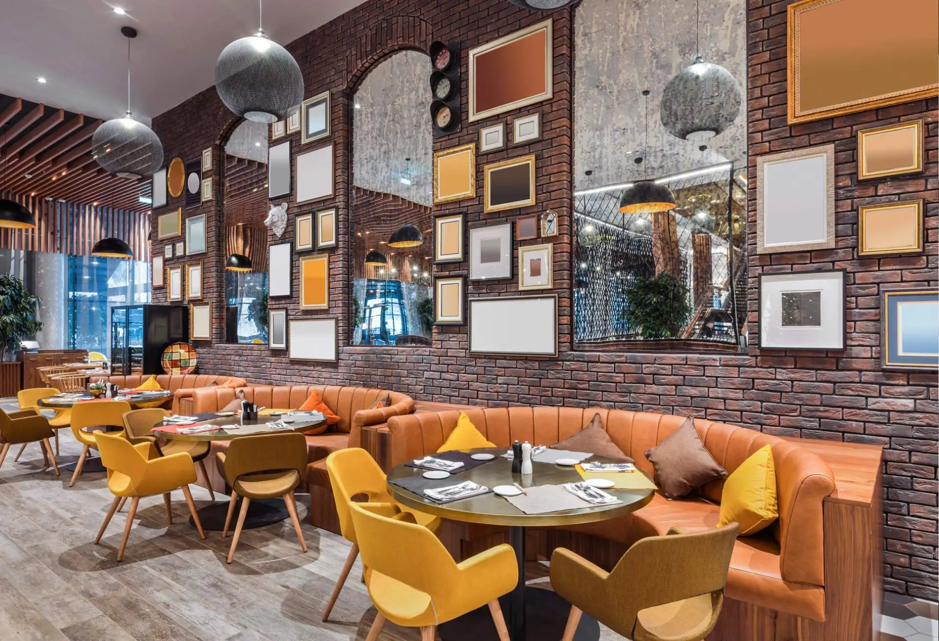 A well designed restaurant floor plan with booths