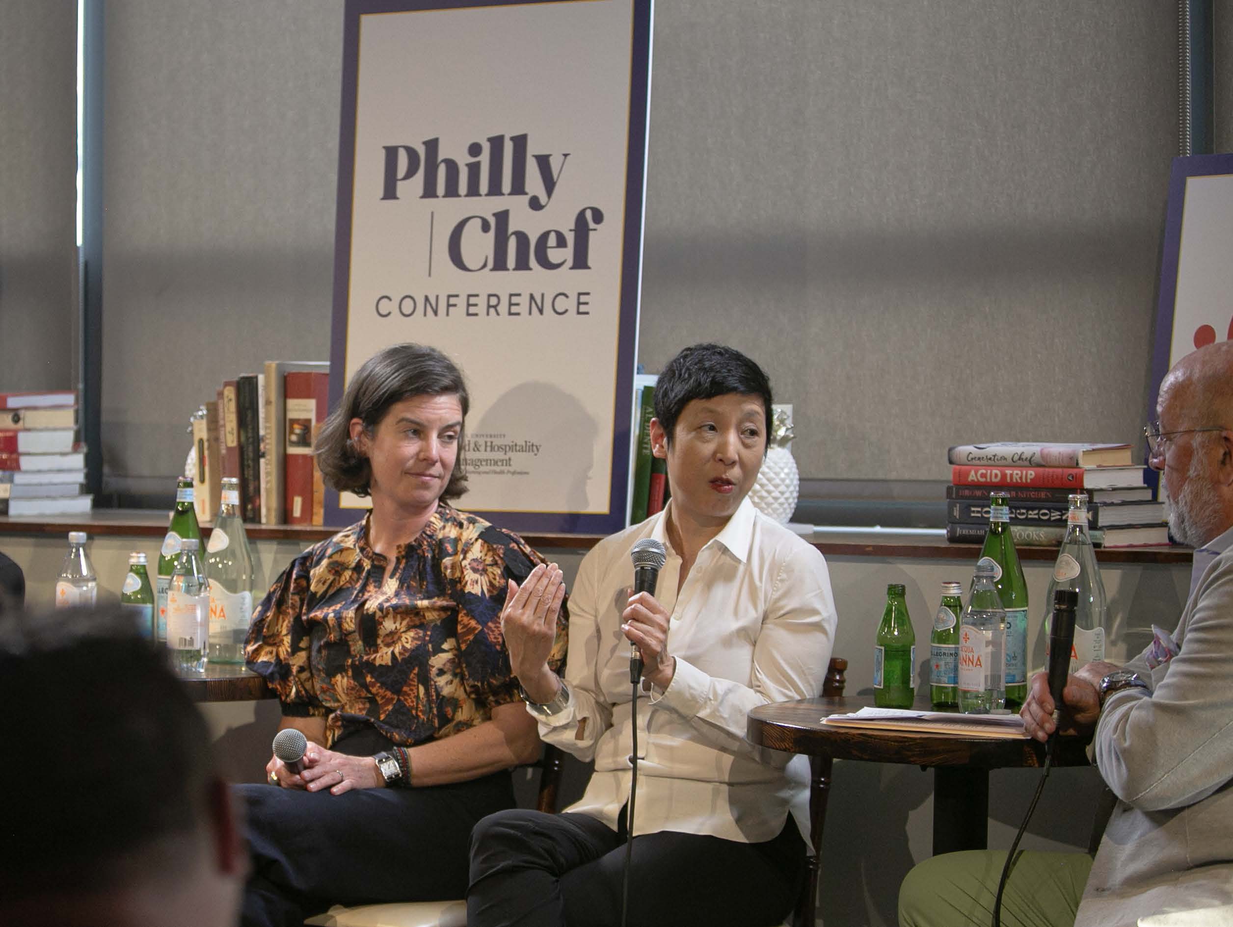 Restaurateur Ellen Yin speaks with Andrew Zimmerman at the Philly Chef Conference