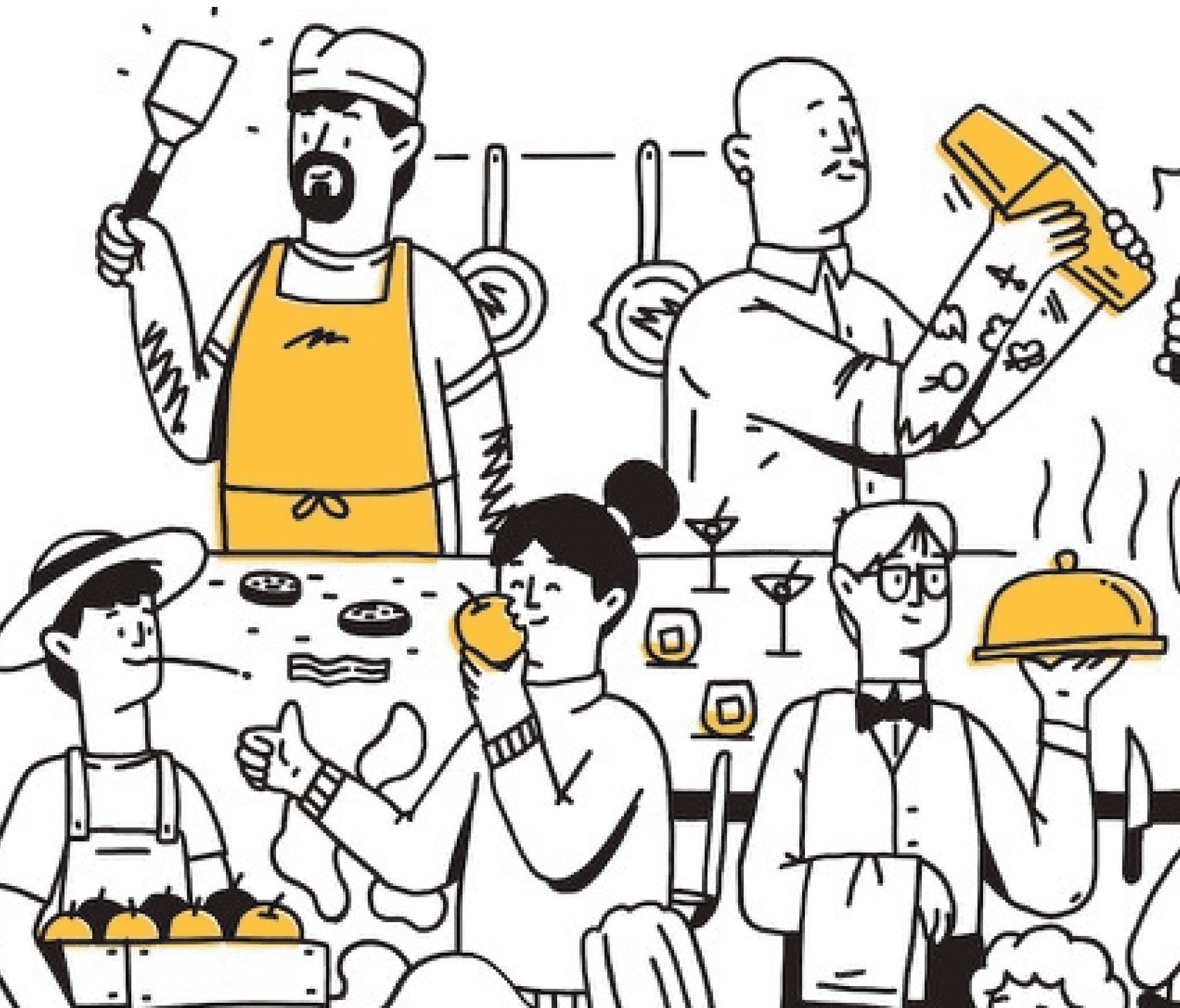 illustration of people in restaurant